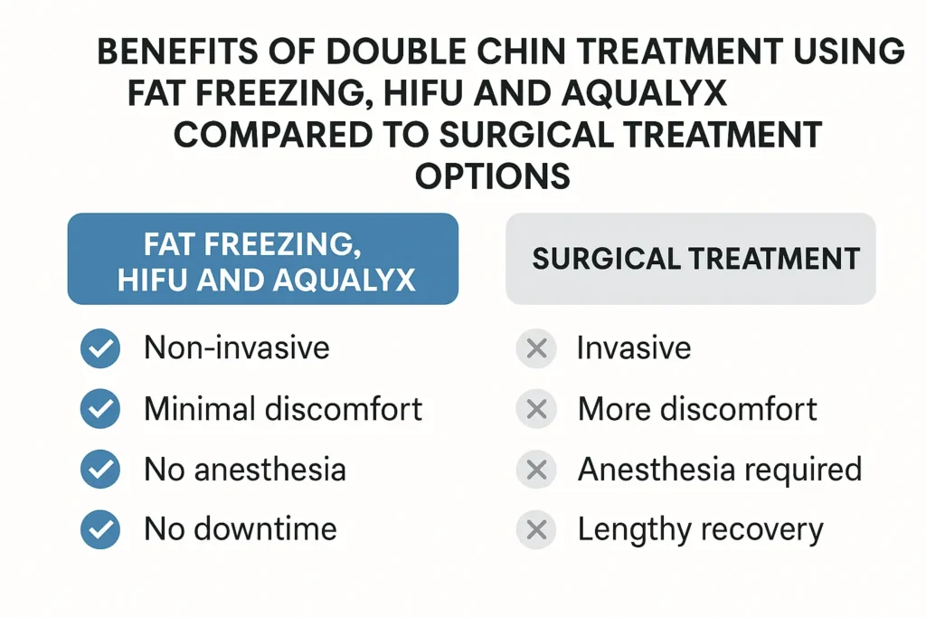 Graphic about the benefits of double chin treatment Horley - from LA LIPO
